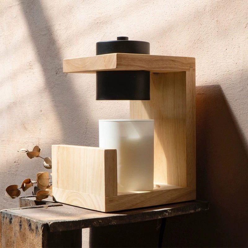 Solid wood melting wax lamp